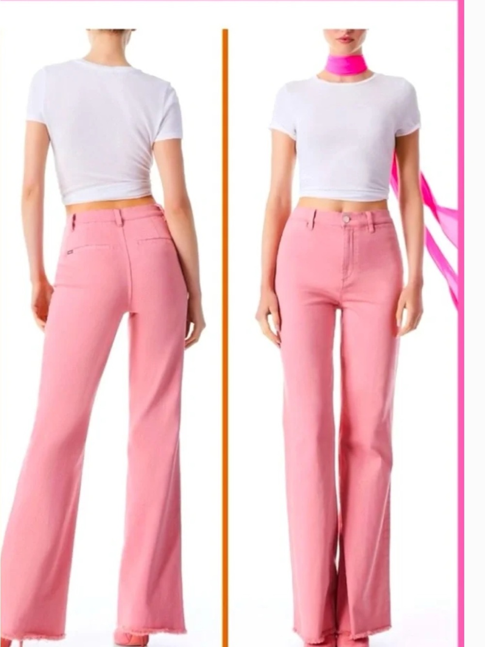 Alice + Olivia Gorgeous coin pocket Wide-Leg High-Rise Jeans in Rose - Picture 11 of 11
